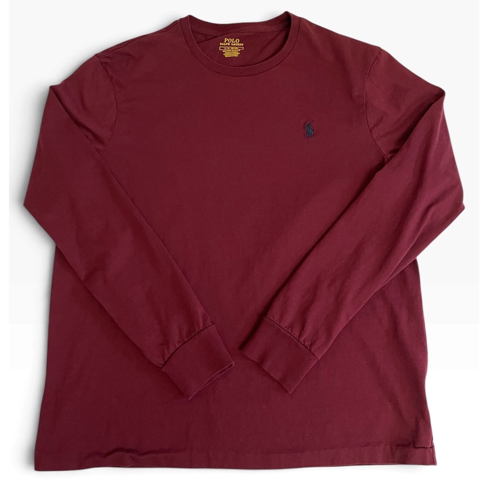 Polo Ralph Lauren Long Sleeve T-Shirt Mens Large Slim Fit Burgundy